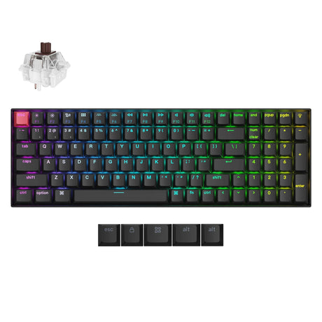 Tastiera meccanica Keychron k4x-h3 rgb (nera, layout us (qwerty), super marrone, 96%, rgb, copritasti pbt double-shot ciliegia, hot swap, bluetooth | usb-c)