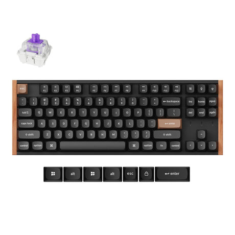 Tastiera meccanica Keychron k8 he-f1 rgb (nera, layout us (qwerty), nebulosa magnetica gateron double-rail, 80% (tkl), led rgb, osa double-shot pbt, hot swap, usb-c | 2.4 ghz | bluetooth 5.1)