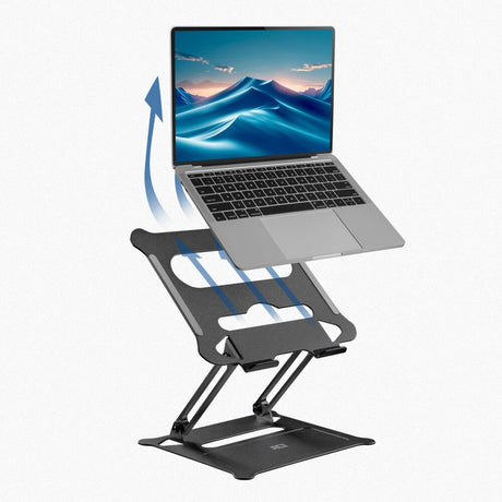 Supporto per laptop Act Connectivity, alluminio, pieghevole, regolabile in altezza in continuo (nero)