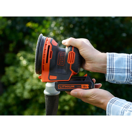 Levigatrice eccentrica a batteria Black+decker bdcros18 18v (nero arancione, custodia, caricabatterie e batteria inclusi)