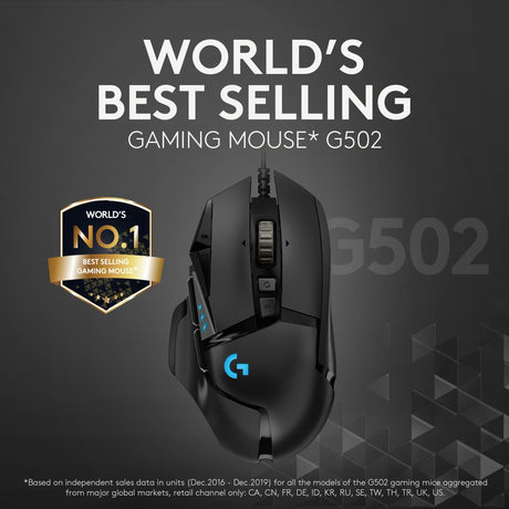 Mouse da gioco ad alte prestazioni Logitech g502 hero (nero, 100 - 25.600 dpi, LED RGB)