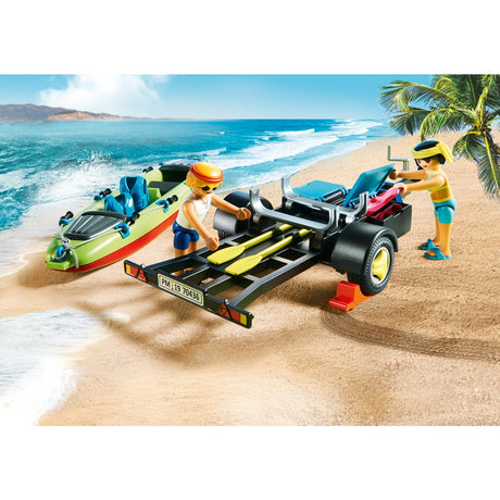 Playmobil Family Fun - carro da spiaggia con canoe, giocattoli da costruzione (70436)