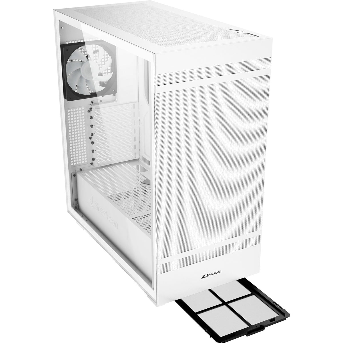 Custodia midi tower Sharkoon Rebel C50 RGB bianca (bianco | 2x USB-A | 1x USB-C | RGB | vetro temperato)