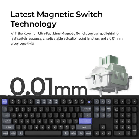 Keychron q6 he tastiera con interruttore magnetico 8k (bianca, layout us (qwerty), lime ultraveloce, 100%, rgb, hot swap, 8k)