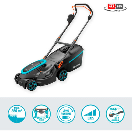 Gardena powermax 37 36v p4a pronto all'uso - tosaerba a batteria - 37 cm - incl. 2 batterie