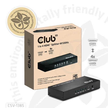 Club 3D Splitter HDMI 1x > 4x HDMI 4K 120Hz (nero)