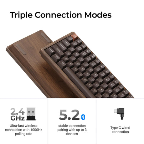 Keychron k2he tastiera meccanica edizione speciale interamente in legno (colore legno, layout us (qwerty), nebulosa magnetica a doppia guida gateron, 75%, gateron magnetica a doppia guida, osa pbt double-shot, hot swap, bluetooth 5.2 | usb-c)