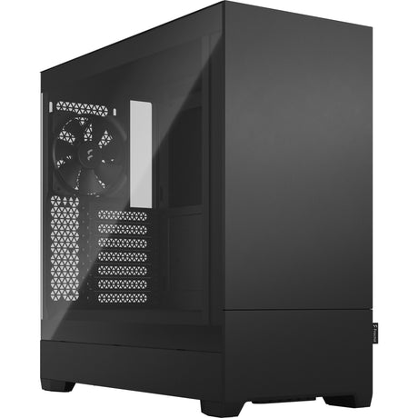 Custodia midi tower dal design frattale pop silent black tg trasparente tinta (nero | 2x USB-A | vetro temperato)