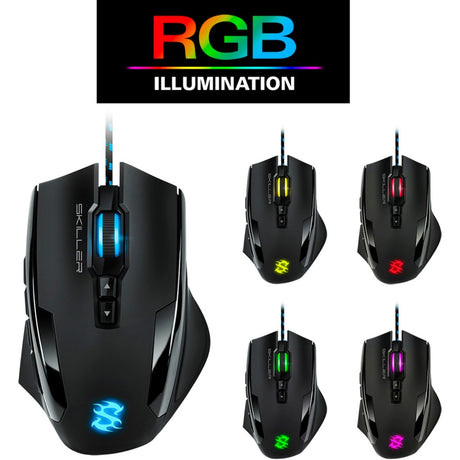 Mouse da gioco Sharkoon skiller sgm1 rgb (nero, 10.800 dpi, led rgb)