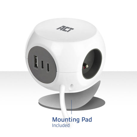 Act connettività cubo multipresa act con 3 prese, erogazione di potenza da 30 W, porte USB-C A, lunghezza cavo 1,5 m AC2425