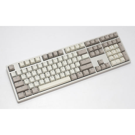 Tastiera meccanica vintage di origine Ducky (grigia, layout americano (qwerty), rosso ciliegia mx, 100%, hot swap, copritasti pbt double-shot)