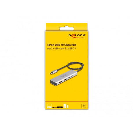 Delock Hub USB-C USB 10 Gbps Hub USB (grigio, 2x USB-A 3.2 (10 Gbit s), 2x USB-C 3.2 (10 Gbit s))