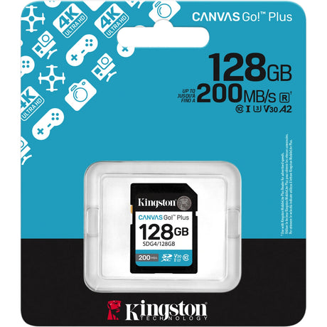 Via la tela Kingston! più scheda di memoria SDXC 128 GB (nera, classe 10, UHS-I U3, V30)