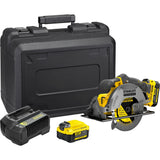 Sega circolare manuale Stanley fatmax v20 18v (giallo nero, custodia, 2 batterie (2.0ah) e caricabatterie (4a) inclusi)