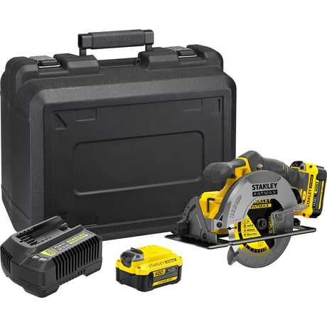 Sega circolare manuale Stanley fatmax v20 18v (giallo nero, custodia, 2 batterie (2.0ah) e caricabatterie (4a) inclusi)