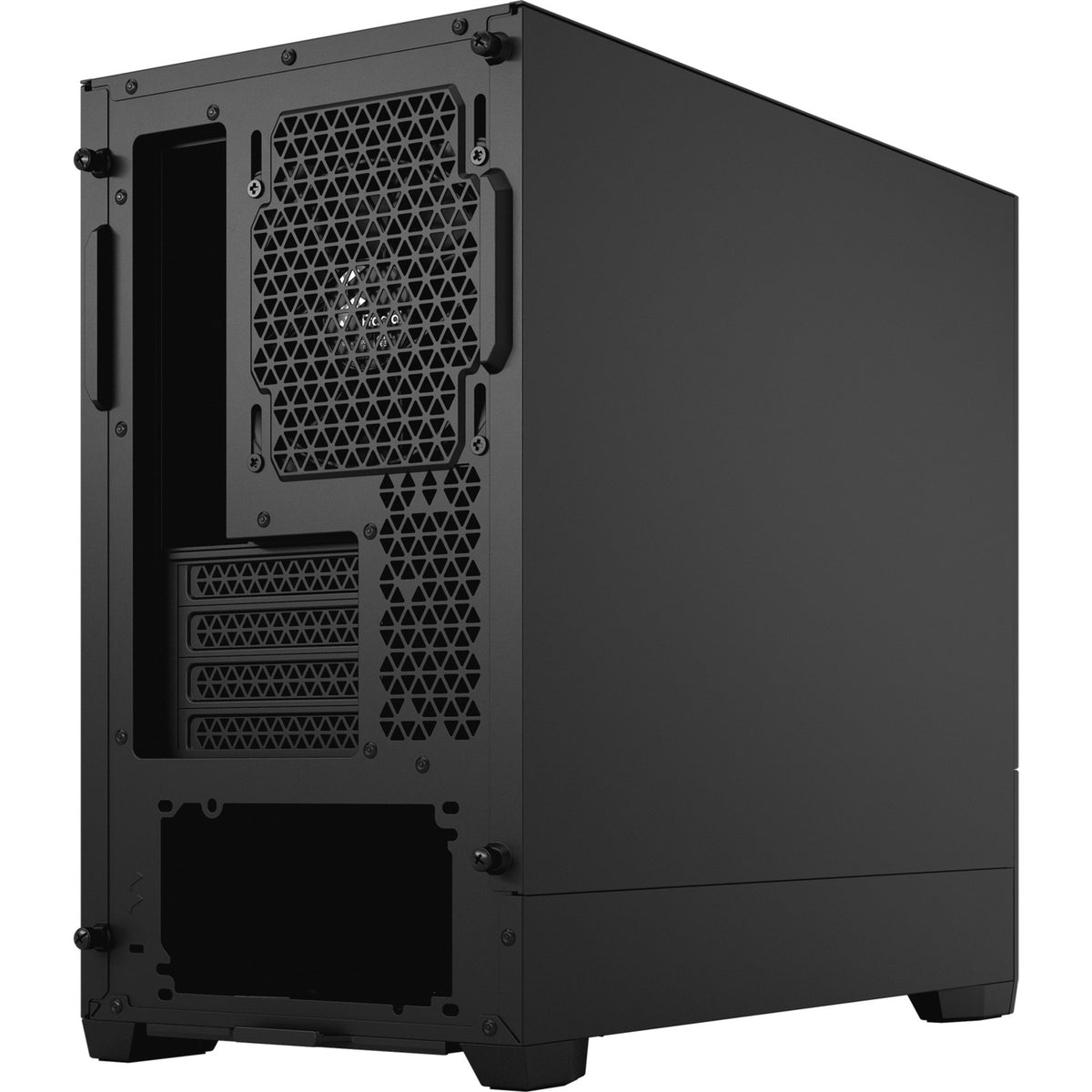 Design frattale pop mini alloggiamento midi tower solido nero silenzioso (nero | 2x USB-A)