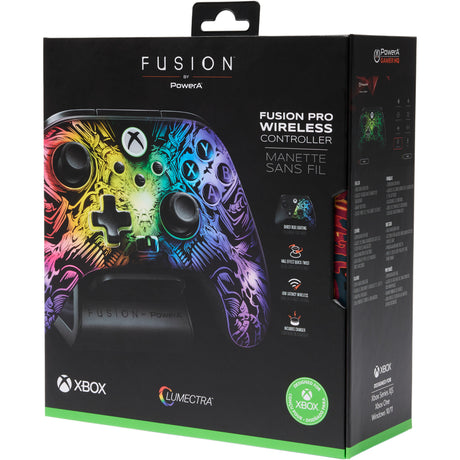 Controller wireless Powera Fusion Pro per Xbox Serie X|S con Lumectra (Nero, RGB, Xbox Serie X|S, Xbox One, PC)