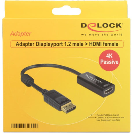 Delock displayport 1.2 > adattatore hdmi (nero, 0,2 metri, 4k)