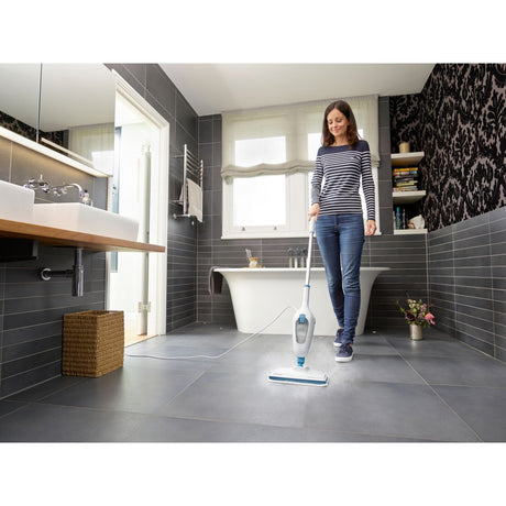 Black+Decker FSMH13E10-QS Scopa a vapore 10 in 1 1300 W con accessori Pulitore a vapore (Bianco)