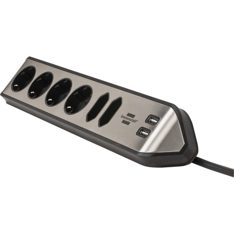 Brennerstuhl ®estilo listello di connessione angolare con funzione di ricarica USB a 6 vie 4 prese di protezione 2 euro argento nero