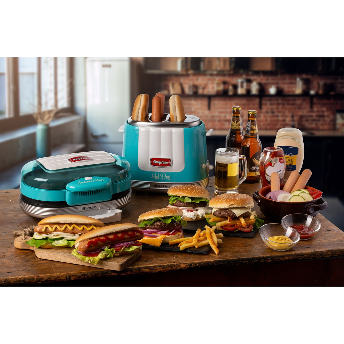 Ariete party time hamburgeria 0205 01 piastra elettrica (azzurro bianco)