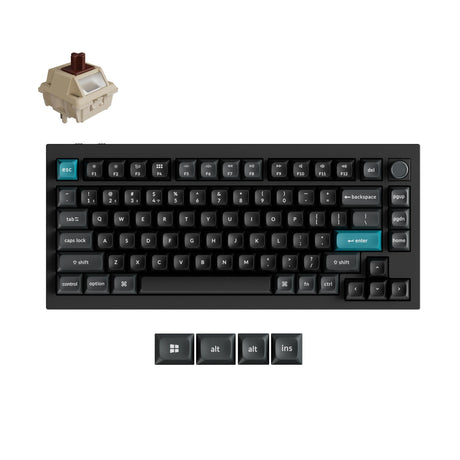 Tastiera meccanica personalizzata wireless Keychron q1 ultra-m3 8k (nera, layout americano (qwerty), pompon in seta marrone, 75%, rgb, hot swap, 8k, 2,4 ghz | bluetooth 5.2 | usb-c)