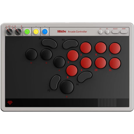 Controller arcade 8bitdo (grigio rosso, usb bluetooth 2,4 ghz, nintendo switch 1+2, pc)