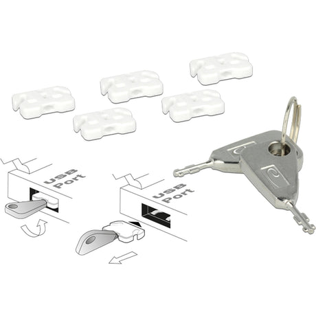 Delock Blocco porta USB per serratura da infilare USB-A femmina (bianco argento)