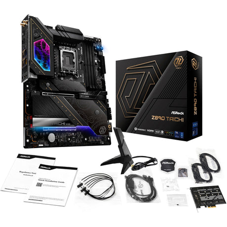 Scheda madre Asrock Z890 Taichi Socket 1851 (nera, RAID, 5GB-LAN, 2.5GB-LAN, Wi-Fi 7, BT, audio, ATX)