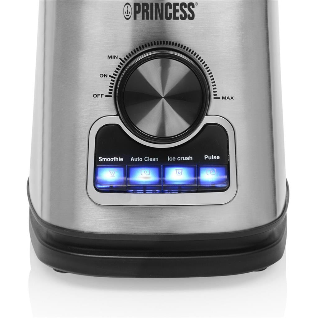Frullatore Princess 212094 solid pro (acciaio inossidabile nero, 1,75 litri | blocco coltelli in acciaio inossidabile 6 coltelli | funzione di pulizia automatica | parti lavabili in lavastoviglie)
