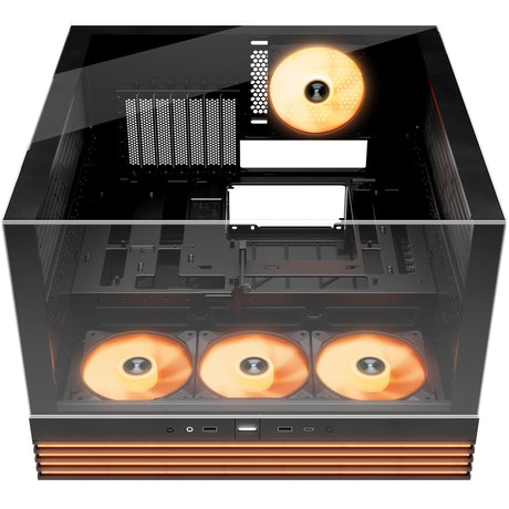 Silenzio! alloggiamento midi tower base luminosa da 600 lx (nero | 2x USB-A | 1x USB-C | RGB | finestra)