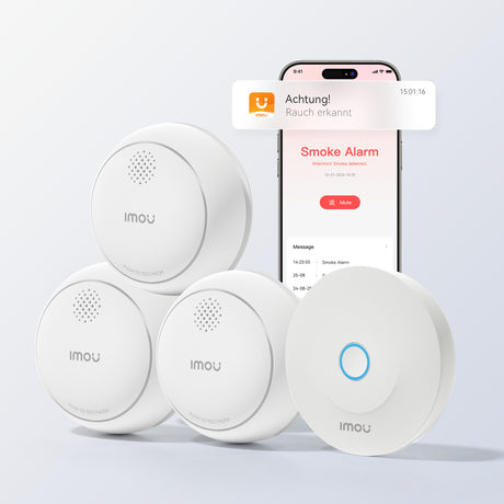 Rilevatore di fumo intelligente Imou - pacchetto zsm1 (bianco, 3 pezzi + gateway intelligente zg2s, zigbee)