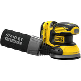 Levigatrice eccentrica Stanley fatmax v20 18v (giallo nero, borsa morbida, batteria (2.0ah) e caricabatterie (2a) inclusi)