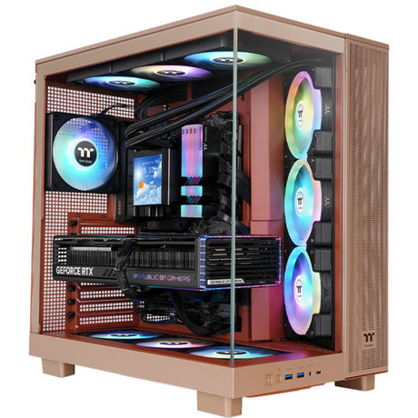 Thermaltake View 380 XL TG ARGB Gravel Sand Midi Tower custodia (marrone chiaro | 2x USB-A | 1x USB-C | RGB | finestra)