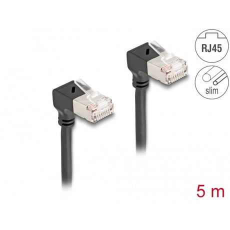 Delock Cavo di rete rj45 cat.6a s ftp slim 90° verso il basso angolato verso il basso Cavo da 5 m (nero)