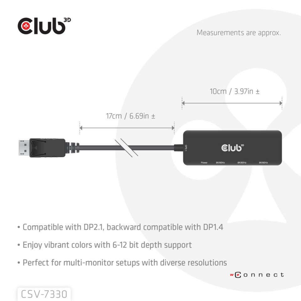 Club 3D Display Port a triplo hub HDMI 8K60Hz (nero)