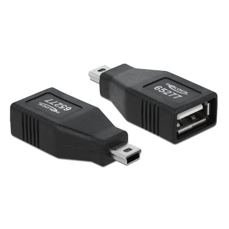 Delock Adattatore USB 2.0-a femmina a mini USB maschio (nero)