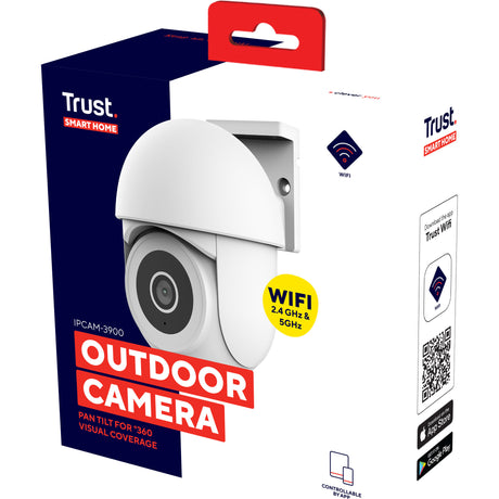 Trust telecamera esterna ipcam-3900 a 360° (bianco, WiFi da 2,4 o 5 GHz)