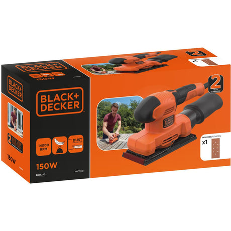 Black+decker 150w 1 Levigatrice orbitale 3 fogli bew220-qs (arancione nero)