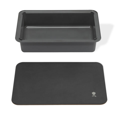 Tagliere e contenitore portaoggetti Weber Works (grigio marrone, da posizionare nel tavolino laterale)