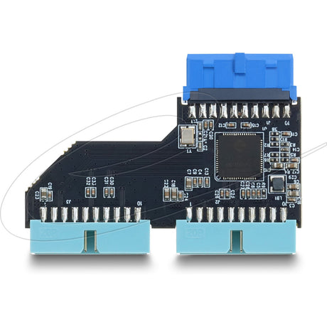 Delock Hub USB 5 Gbps con intestazione a 20 pin femmina a 2 x adattatori USB 5 Gbps con intestazione a 20 pin maschio (blu)