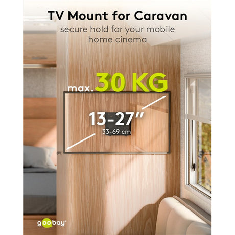 Supporto a parete per TV Goobay per caravan fisso/i, montaggio a parete da 13 a 27 pollici (nero)
