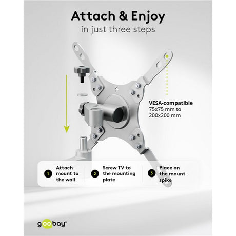 Supporto a parete per TV Goobay caravan fullmotion (m), montaggio a parete da 13 a 43 pollici (argento)
