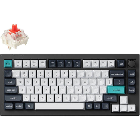 Tastiera meccanica Keychron Q1 Max-M1 RGB (nera, layout USA (QWERTY), Gateron Jupiter Red, 75%, LED RGB, KSA double-shot PBT, hot swap, manopola, 2,4 GHz | Bluetooth 5.1 | USB-C)
