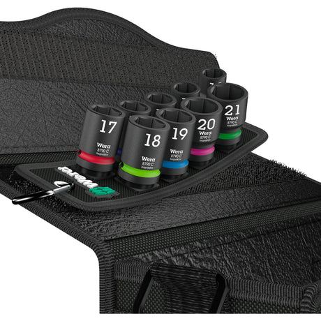 Wera belt c impattore 1 set di bussole, 1 chiave a bussola 2 (nera, 9 pezzi, per chiavi a percussione)