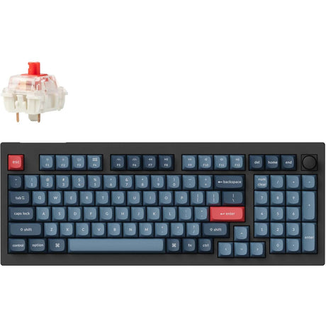 Tastiera meccanica Keychron v5 max-d1 rgb (nera, layout us (qwerty), gateron jupiter rosso, 96%, led rgb, double-shot pbt, hot swap, 2.4 | bluetooth | usb-c, manopola)