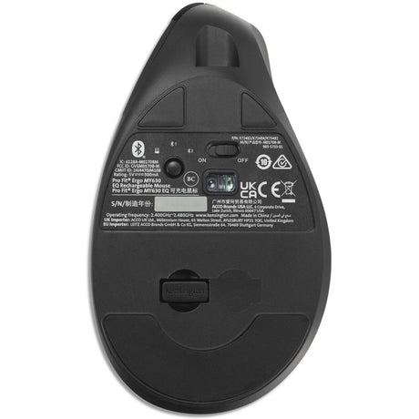 Mouse ricaricabile Kensington pro fit ergo my630 eq (nero, 1000 - 2400 dpi, Bluetooth, 2,4 GHz)
