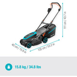 Gardena powermax 37 36v p4a pronto all'uso - tosaerba a batteria - 37 cm - incl. 2 batterie