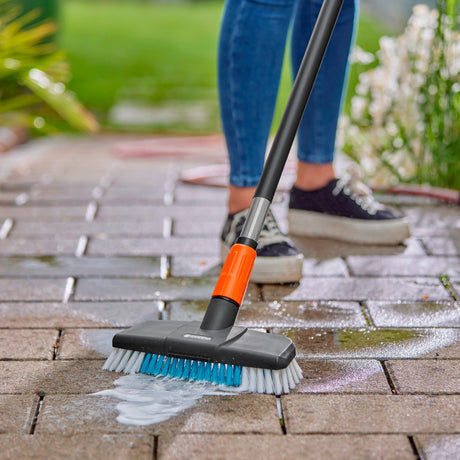 Gardena cleansystem manico spazzola spazzola per lavaggio duro (grigio turchese, 18816-20, larghezza di lavoro 27 cm)