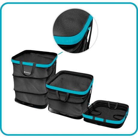 Sacco per rifiuti da giardino Gardena pop-up rettangolare, misura m (turchese nero, fino a 130 litri)